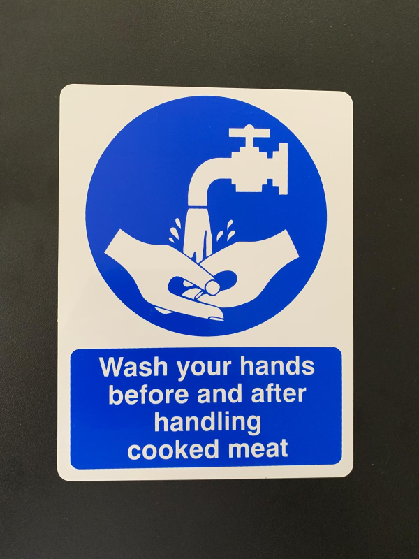 Cooked Meat Wash Hands Sign