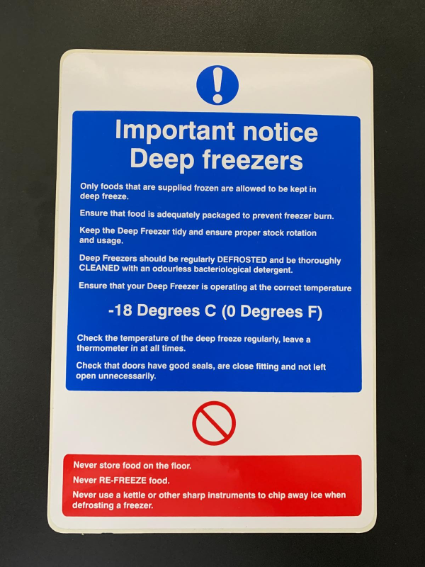 Freezer Safety Sign