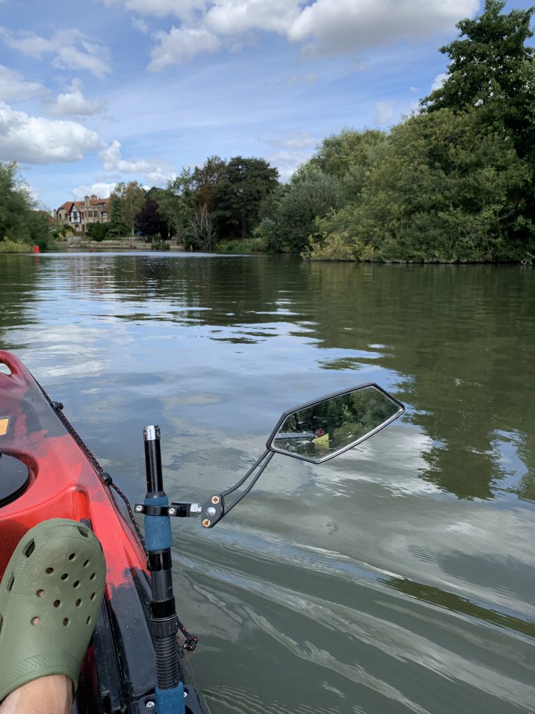 Kayak rear view mirror, and there's GP in Big Yellow!