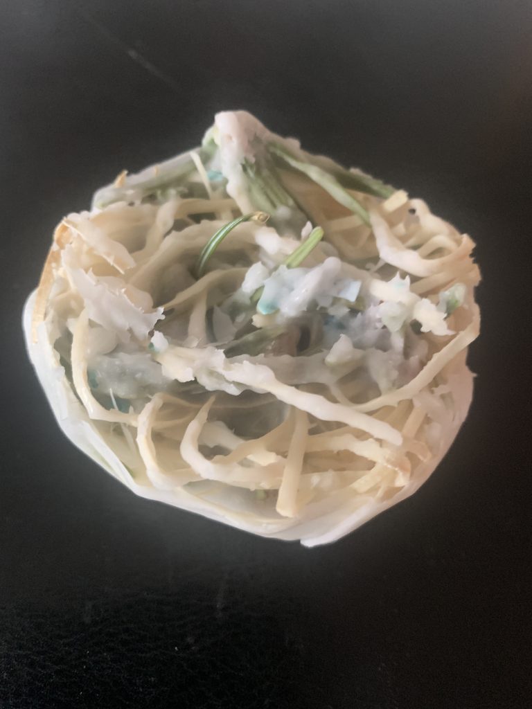 Homemade candle wax fire starter.