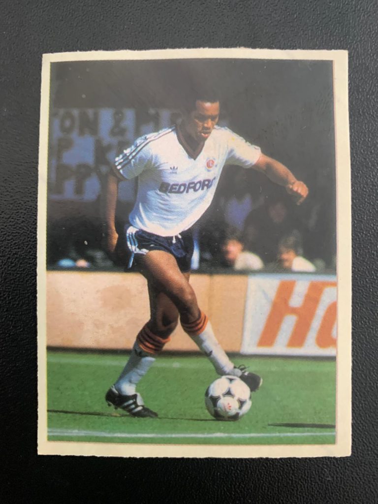 Front of Brian Stein sticker (Luton Town) from 1986-87 season.