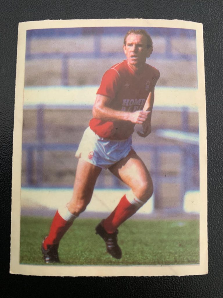 Front of Ian Bowyer sticker (Nottingham Forest) from 1986-87 season.
