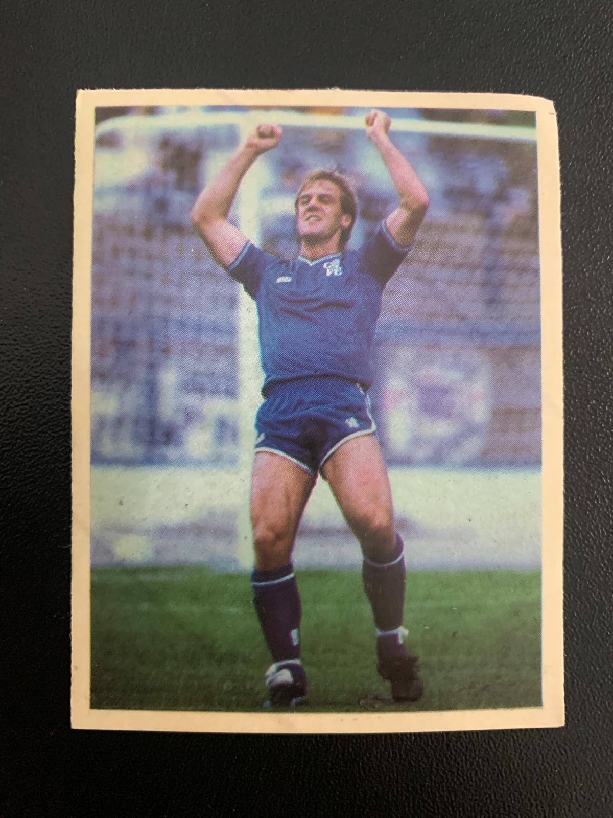 Front of Kerry Dixon sticker (Chelsea) from 1986-87 season.