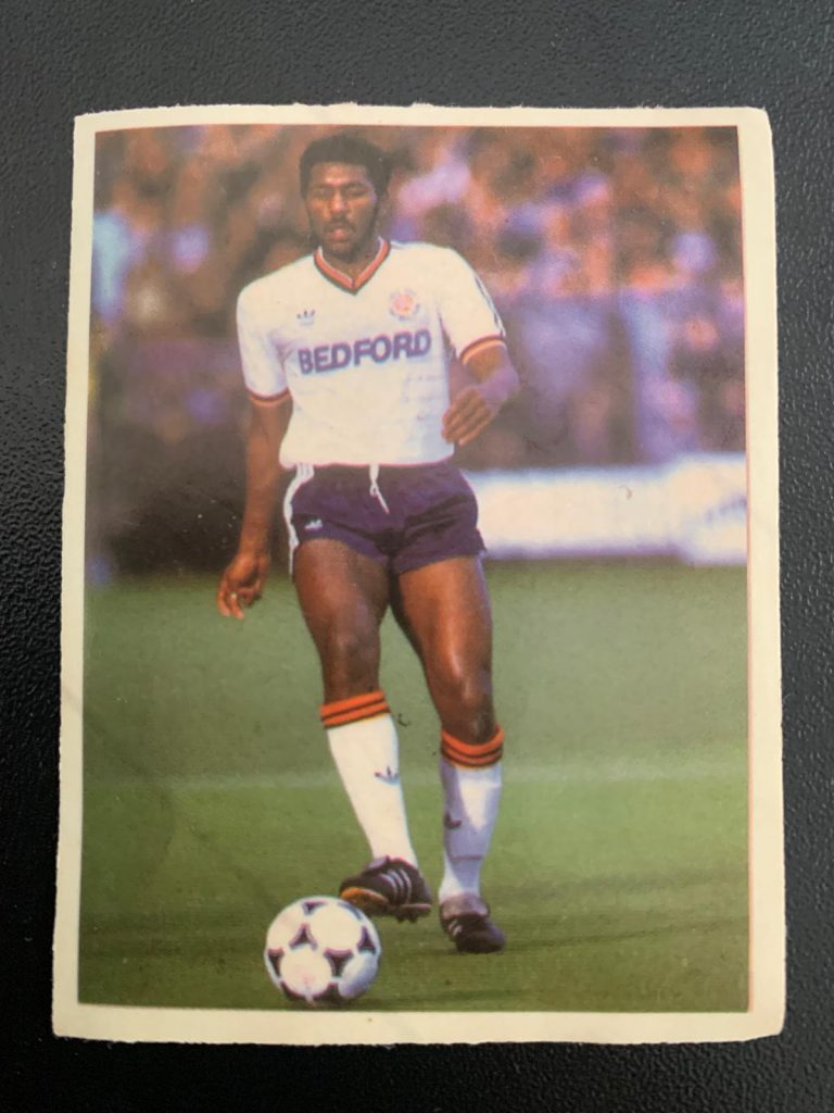 Front of Ricky Hill sticker (Luton Town) from 1986-87 season.
